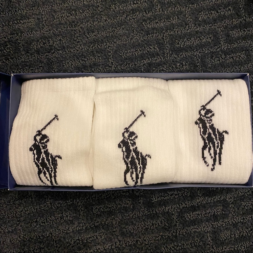 Polo by Ralph Lauren 3 pair gift box white socks